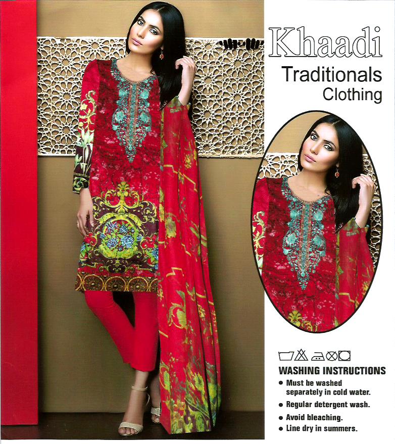 Red Color Linen Dress With Printed Chiffon Dopatta For Women