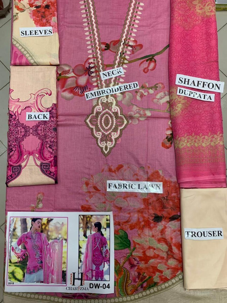 Chrizma 3pc Hit Lawn embroidered Collection Summer Dress with Chiffon duppta