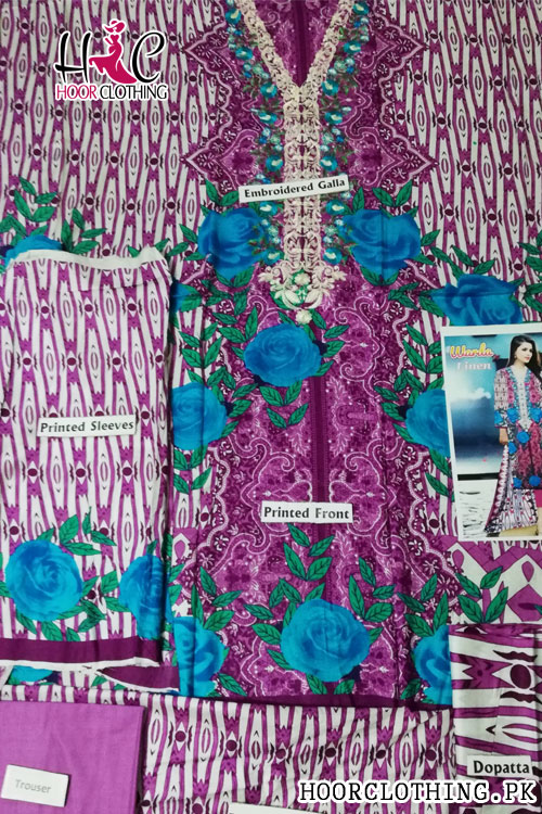 Summer Collection Women Marjanda Color Linen Suit With Linen Dopatta