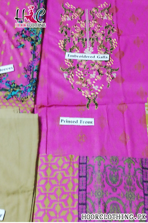 Winter Collection Pink & Beige Color Linen Suit With Khaddar Dopatta