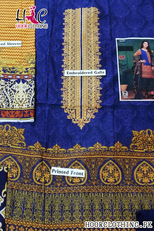 Women Linen Suit With Khaddar Dopatta In Royal Blue Color Winter Collection
