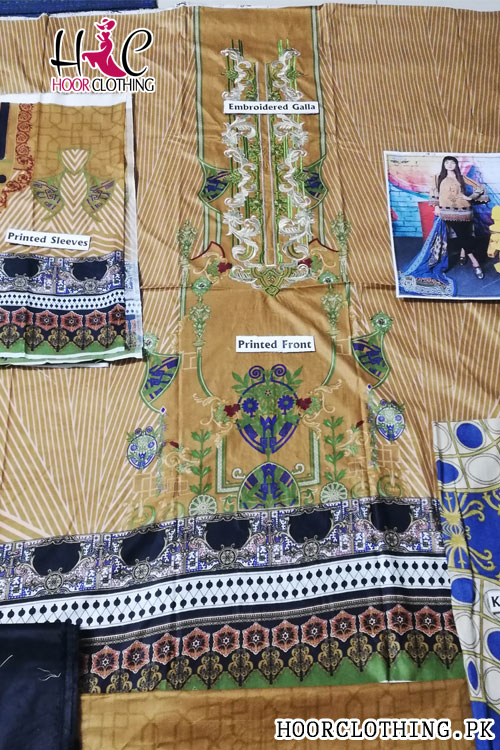 3 Piece Black & Beige Color Winter Collection Linen Suit With Khaddar Dopatta
