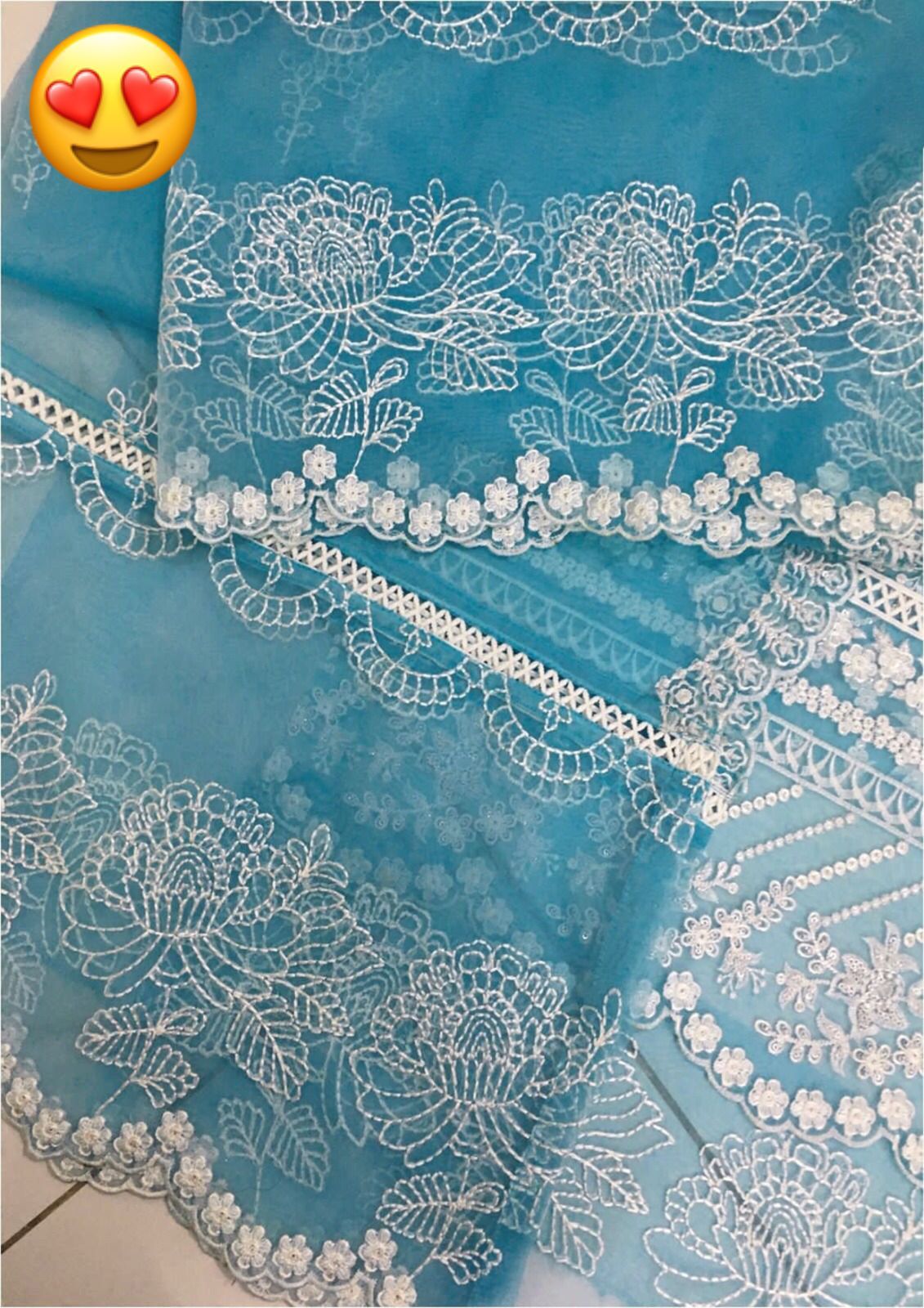 Gullal Women Heavy Embroidered Eid Party Organza Dress