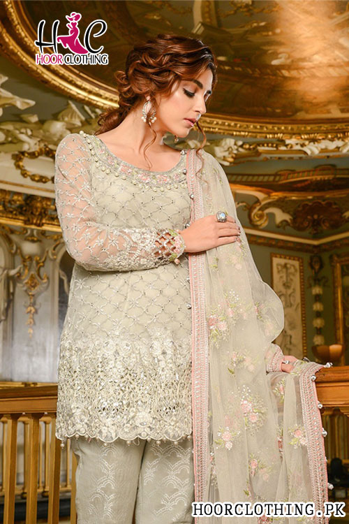 Maria B Silver Thread Embroidery Lawn Replica Dress