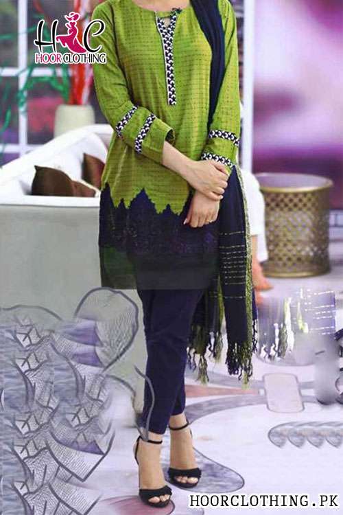 3 piece Ladies Heavy Embroidered Kurta Lawn Replica Eid Dress