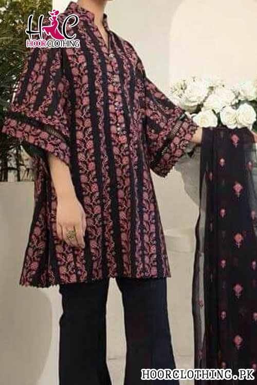 3 Piece Black Cross Stitch Heavy Embroidery Eid Party Wear Dress