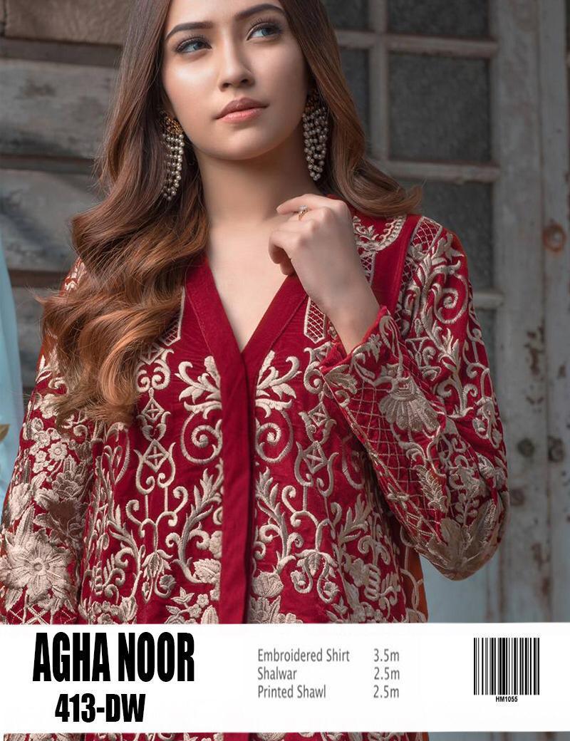 Agha noor 2pc Heavy embroidered Lawn Dress
