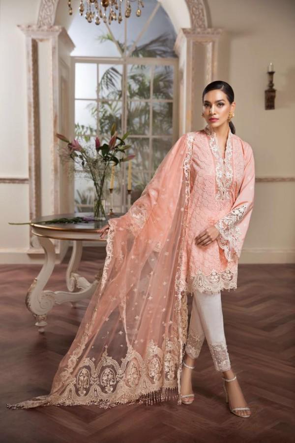 Anaya 3pc embroidered Lawn Collection Summer Dress with Bamber Chiffon embroidered dupatta