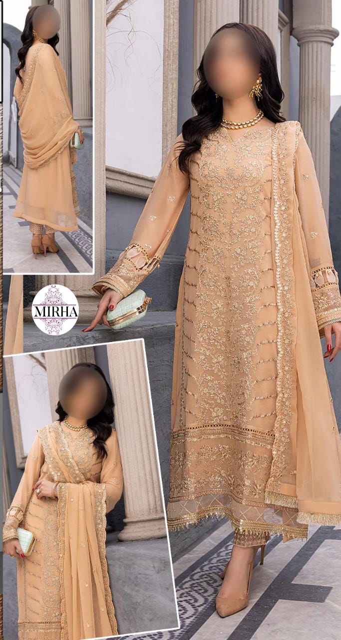 Women Chiffon Suit With Malai Trouser for Party Wedding Wear