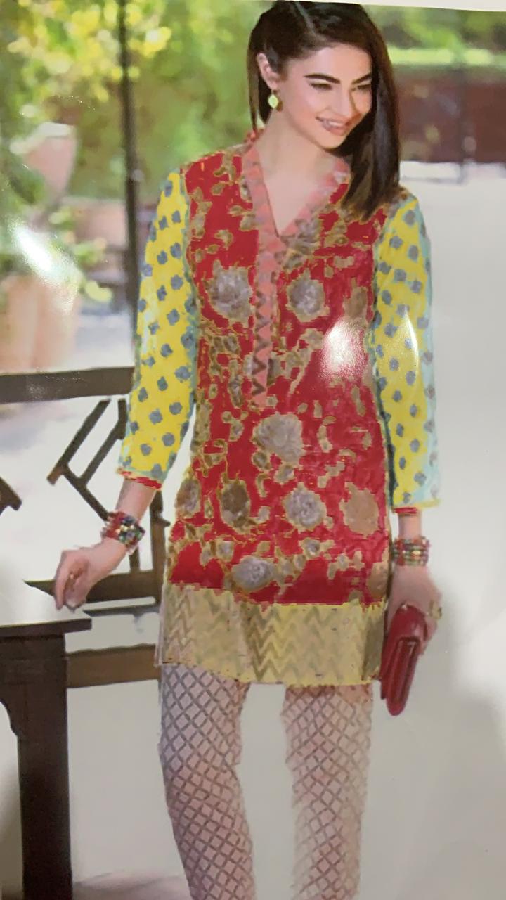 Brand charizma 3pc Lawn Collection Summer Dress with Bamber Chiffon embroidered dupatta