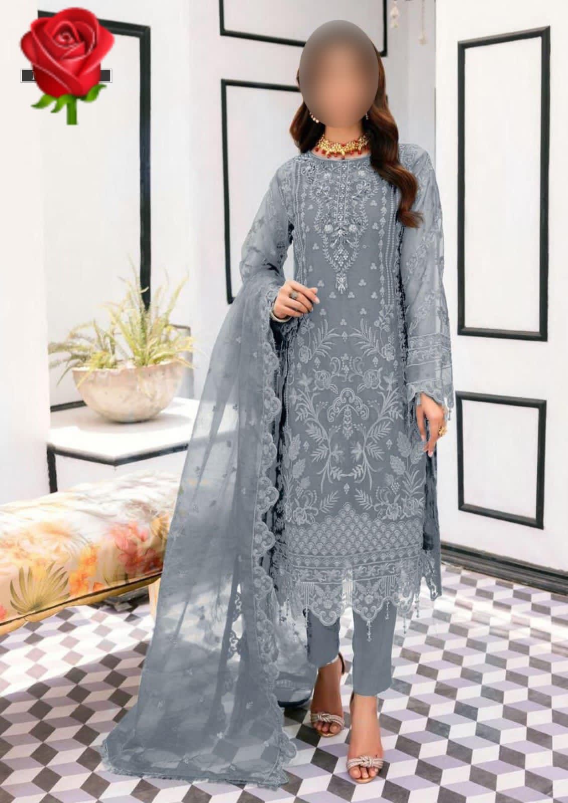 Luxury Wedding Collection Women Heavy Embroidery Organza Dress With Embroidered Dopatta