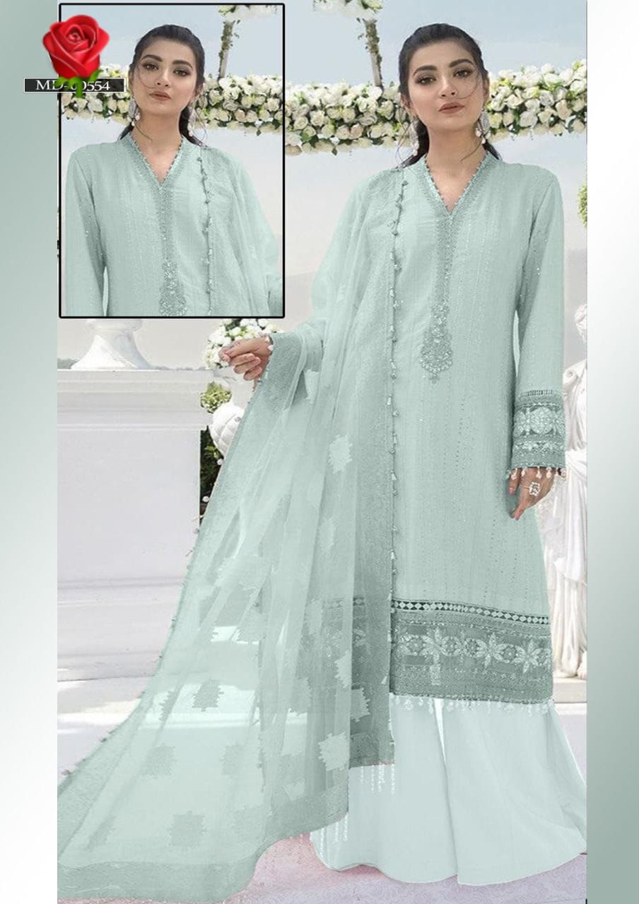 Women wedding collection 3pc Party Wear Fancy Dress With Net Embroidered Dupatta
