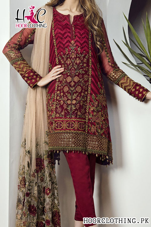 Cherry Rose Heavy Embroidery Lawn Eid Party Suit Master Replica