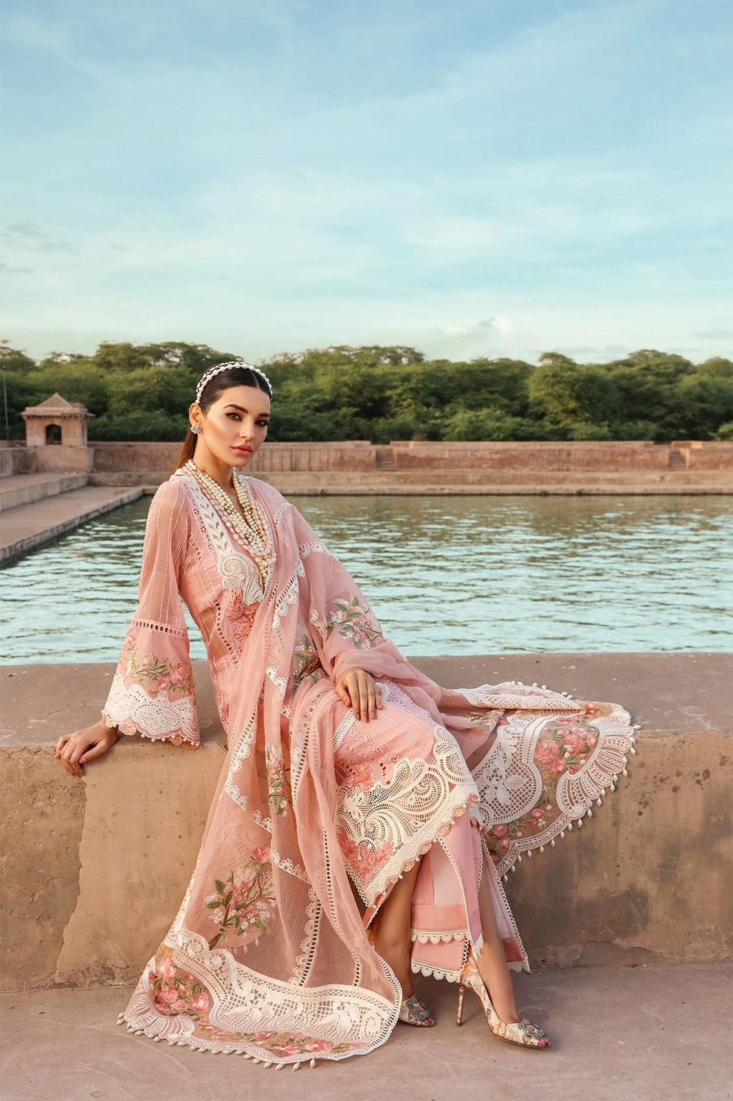 Crimson Luxury Lawn Summer Collection With Embroidered Organza Dupatta