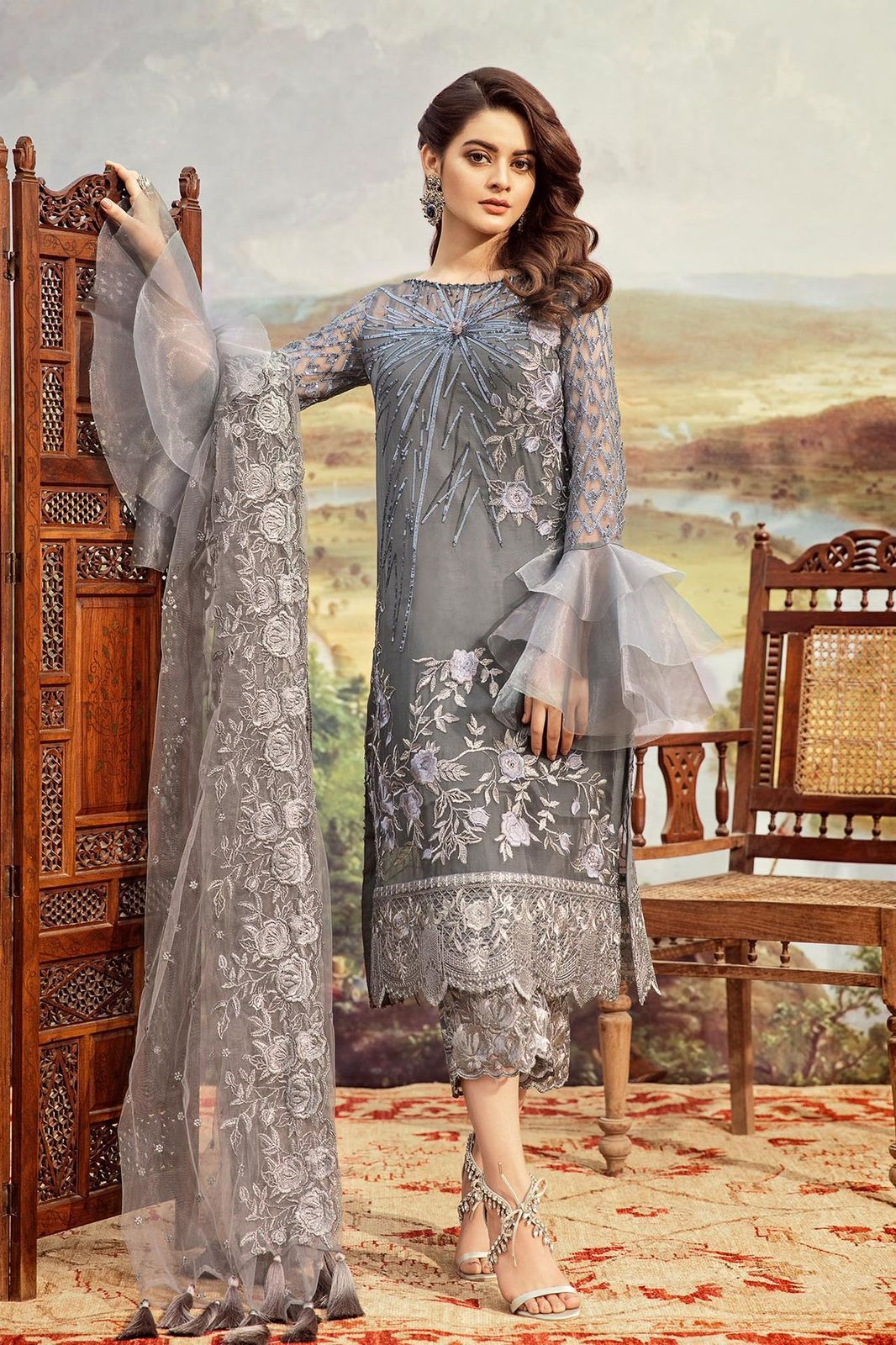 Women Net Suit With Heavy Net Embroidery Dupatta For Wedding And Party Wear