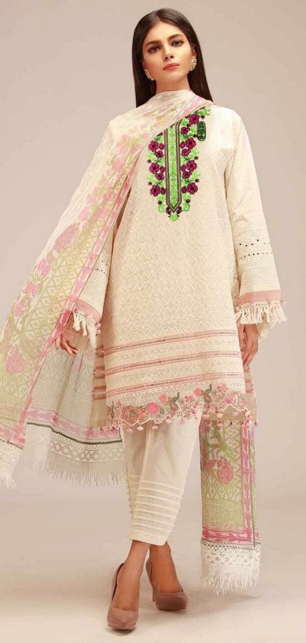 Khaadi 3pc Lawn Collection Summer Dress with Chiffon duppta