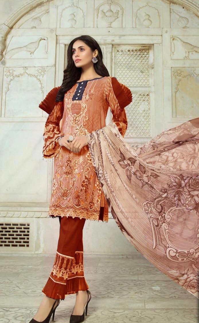 Ladies 3pc Hit Lawn Collection Summer embroidered Dress with Chiffon dupatta