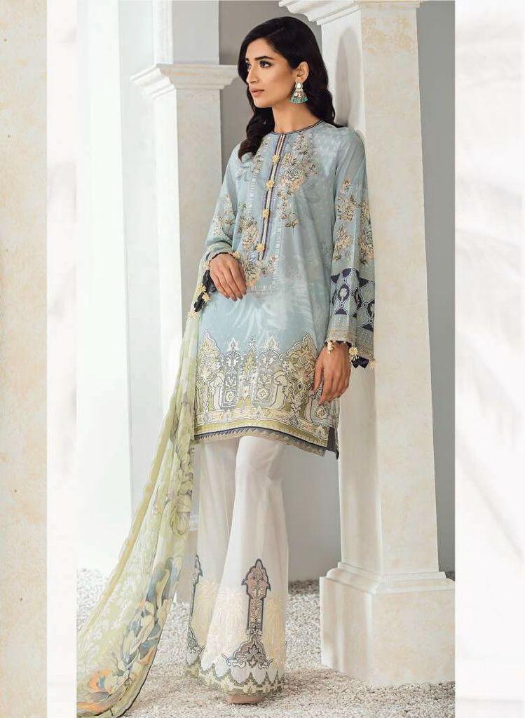 Ladies 3pc Lawn Collection Summer Dress with chiffon dupatta