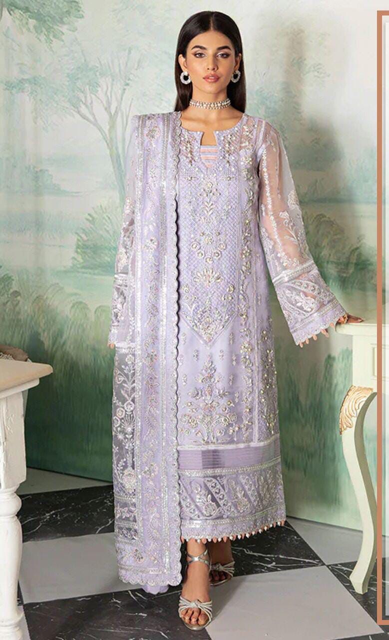 Women Party Wear Heavy Embroidered Chiffon Dress for Wedding