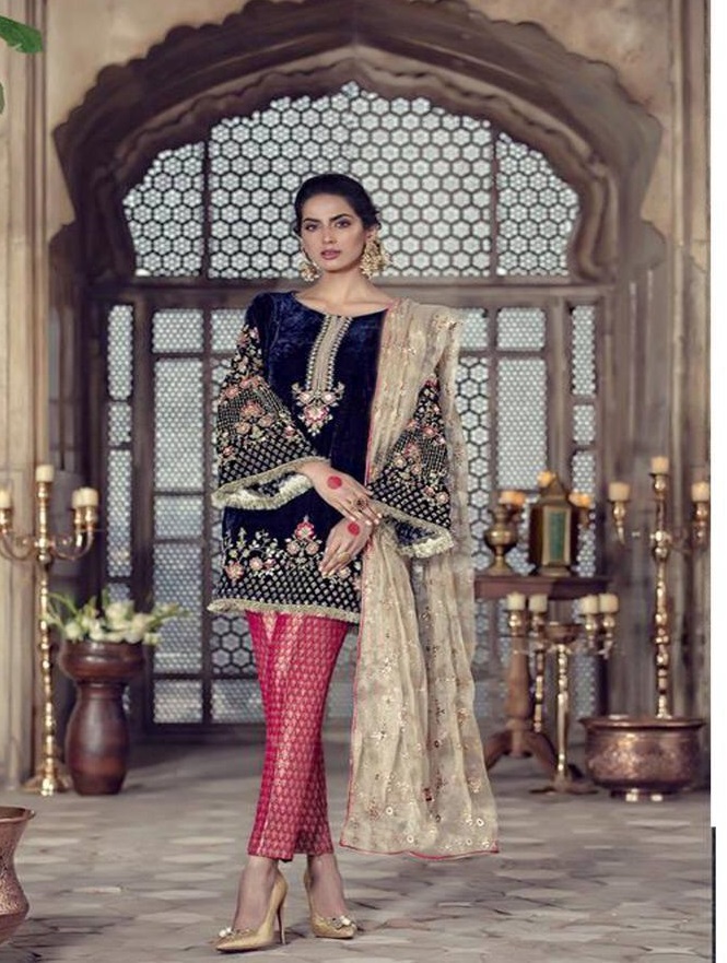 Maria b 3pc Lawn Collection Summer Dress with Bamber chiffon embroidered duppta