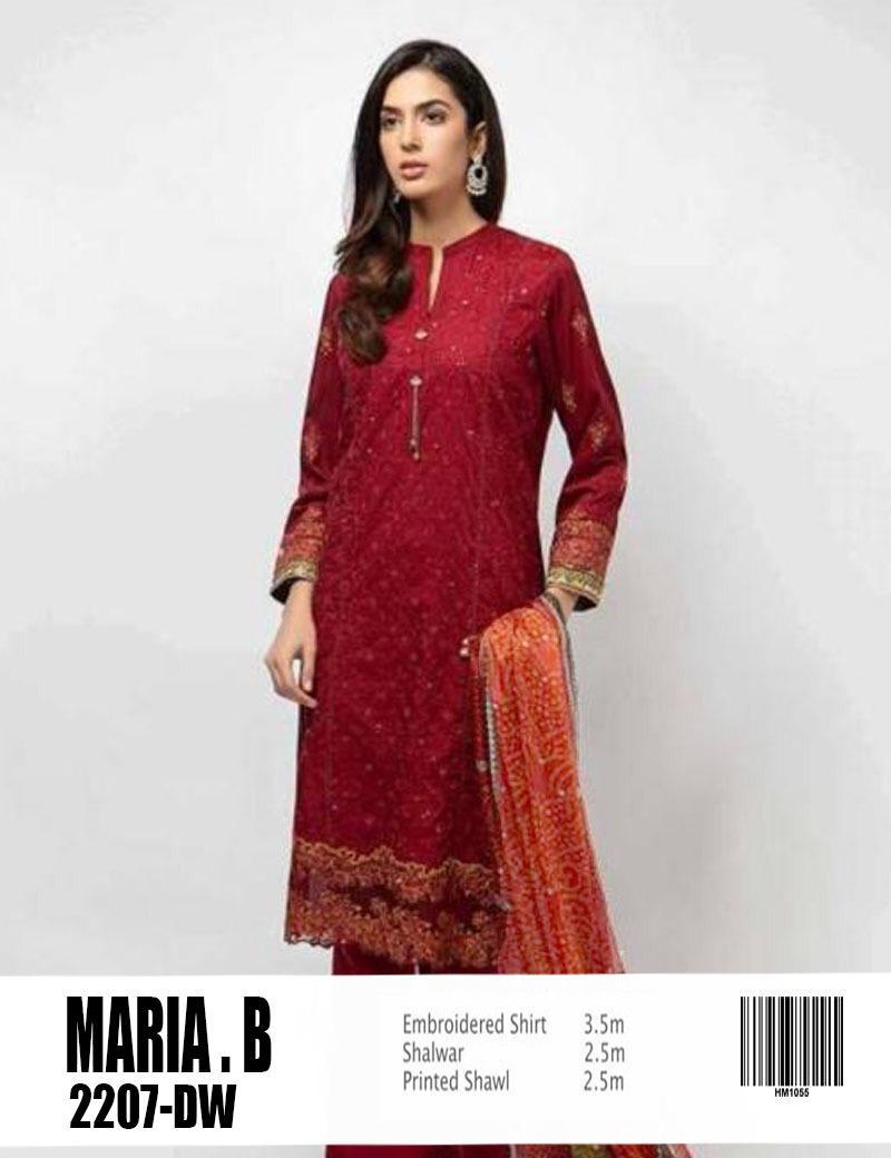 Maria b 3pc Lawn Collection Summer Dress with embroidered Trouser