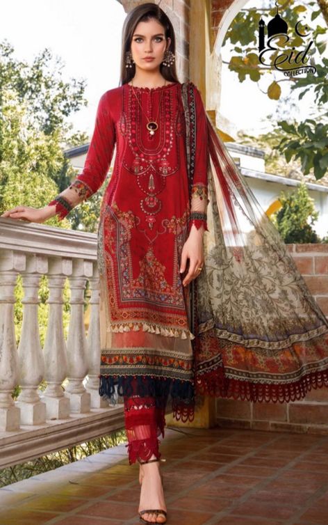Maria B Eid Luxury collection Replica Lawn Dress with Printed chiffon Dopatta