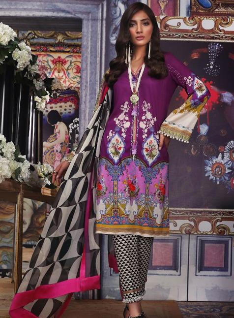 Maria b Replica Ladies Collection 3pc Lawn Summer Dress with Chiffon embroidered dupatta