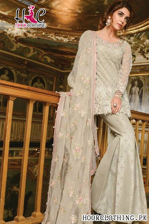 Maria B Silver Thread Embroidery Lawn Replica Dress