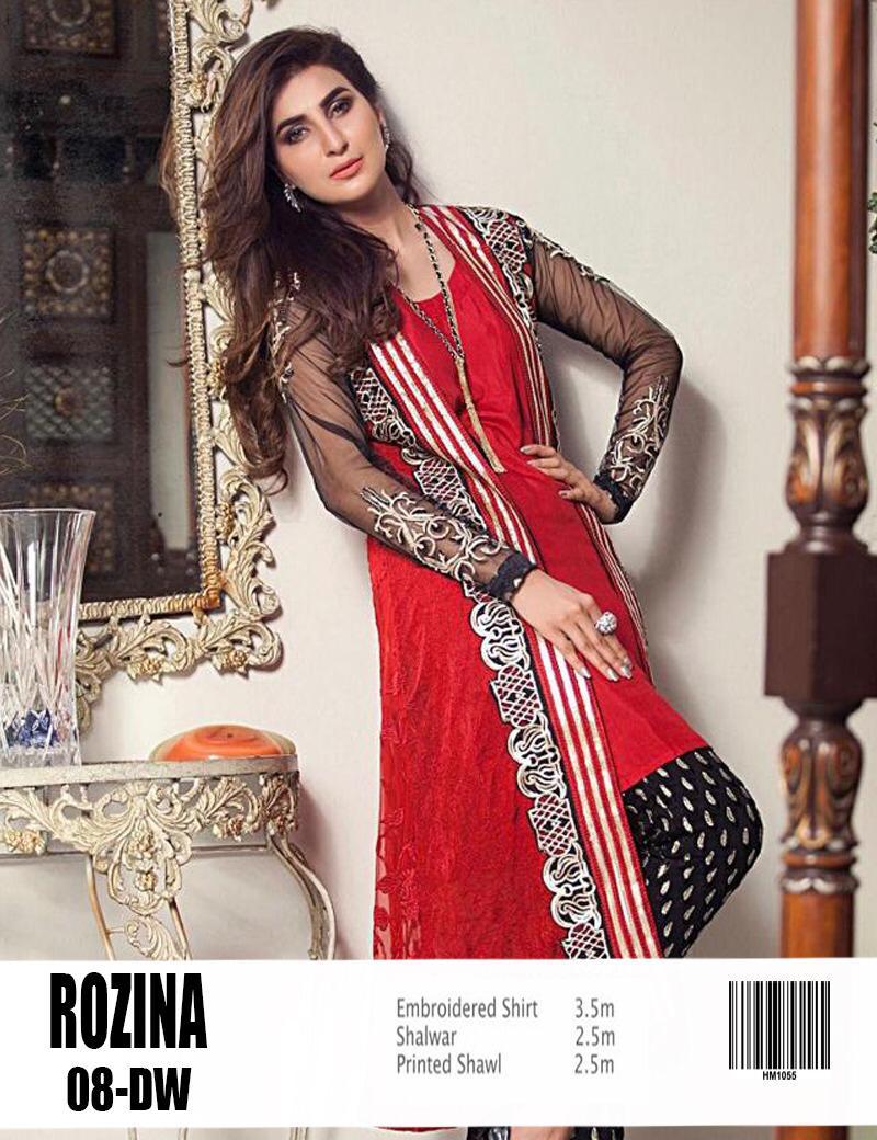Rozina Lawn Summer collection Dress with fully embroidered Chiffon Gown