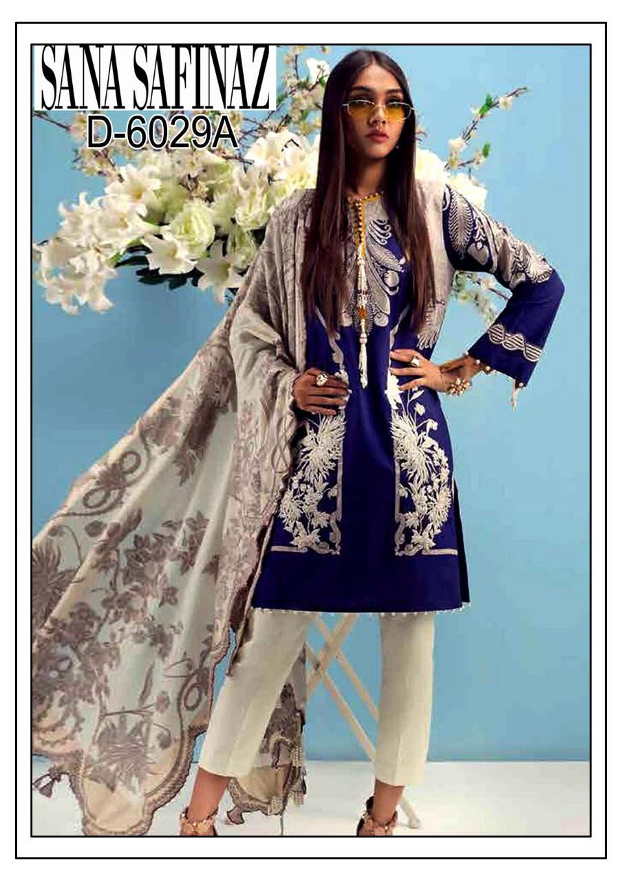 Sana Safinaz 3pc Lawn embroidered Summer Dress with Chiffon duppta