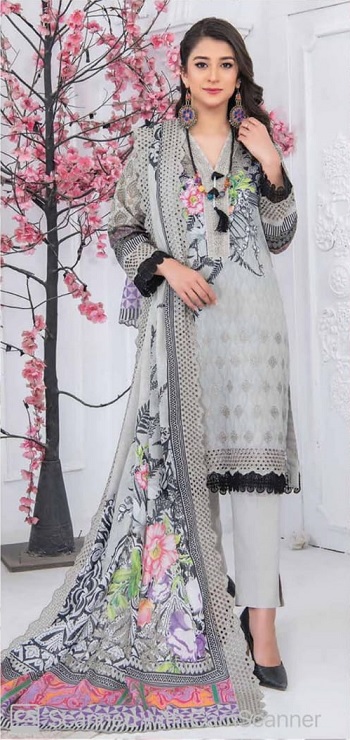 Women 3pc Premium Digital printed Lawn Dress With Voil Cutwork Duppata Rangreti By Sana Arts