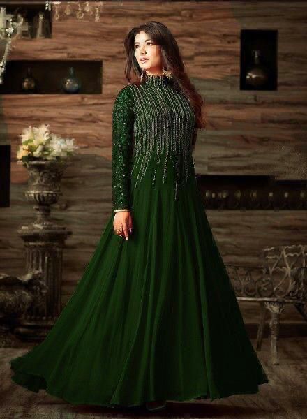 Women Luxury Wedding chiffon maxi Dress With Zari Embroidery Dopatta