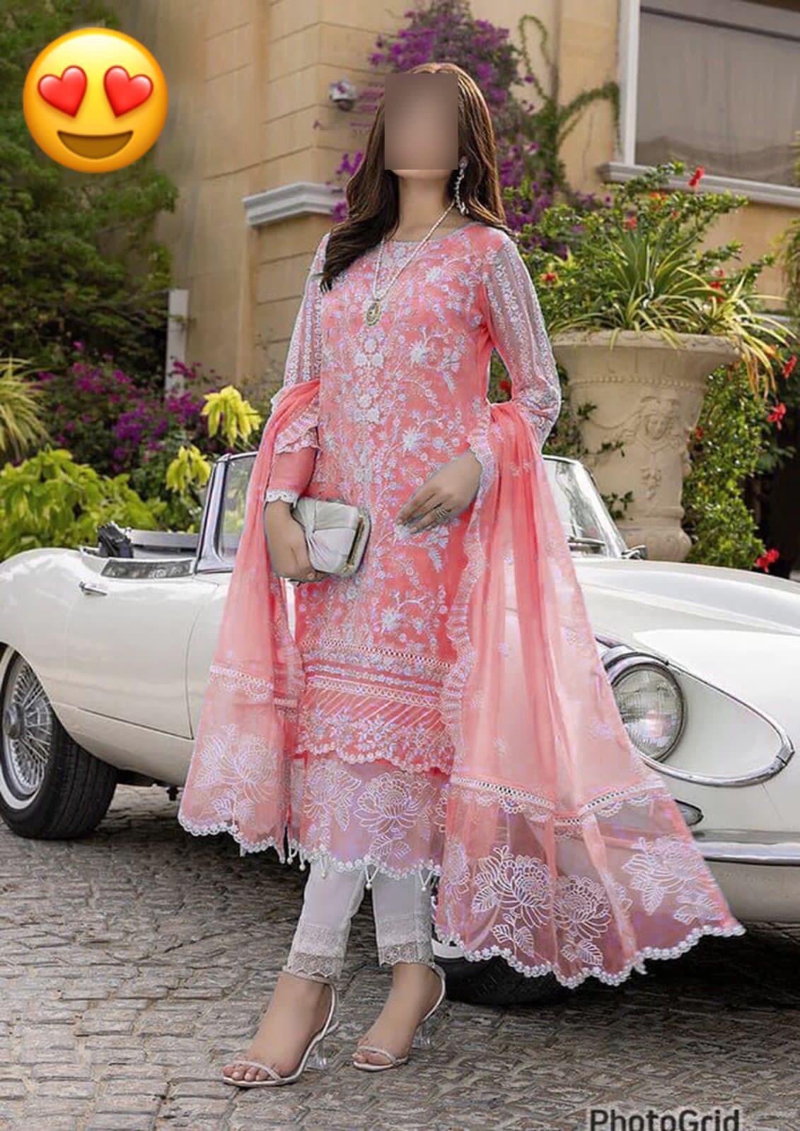 Women Luxury wedding wear collection Heavy Embroidered Organza Dress