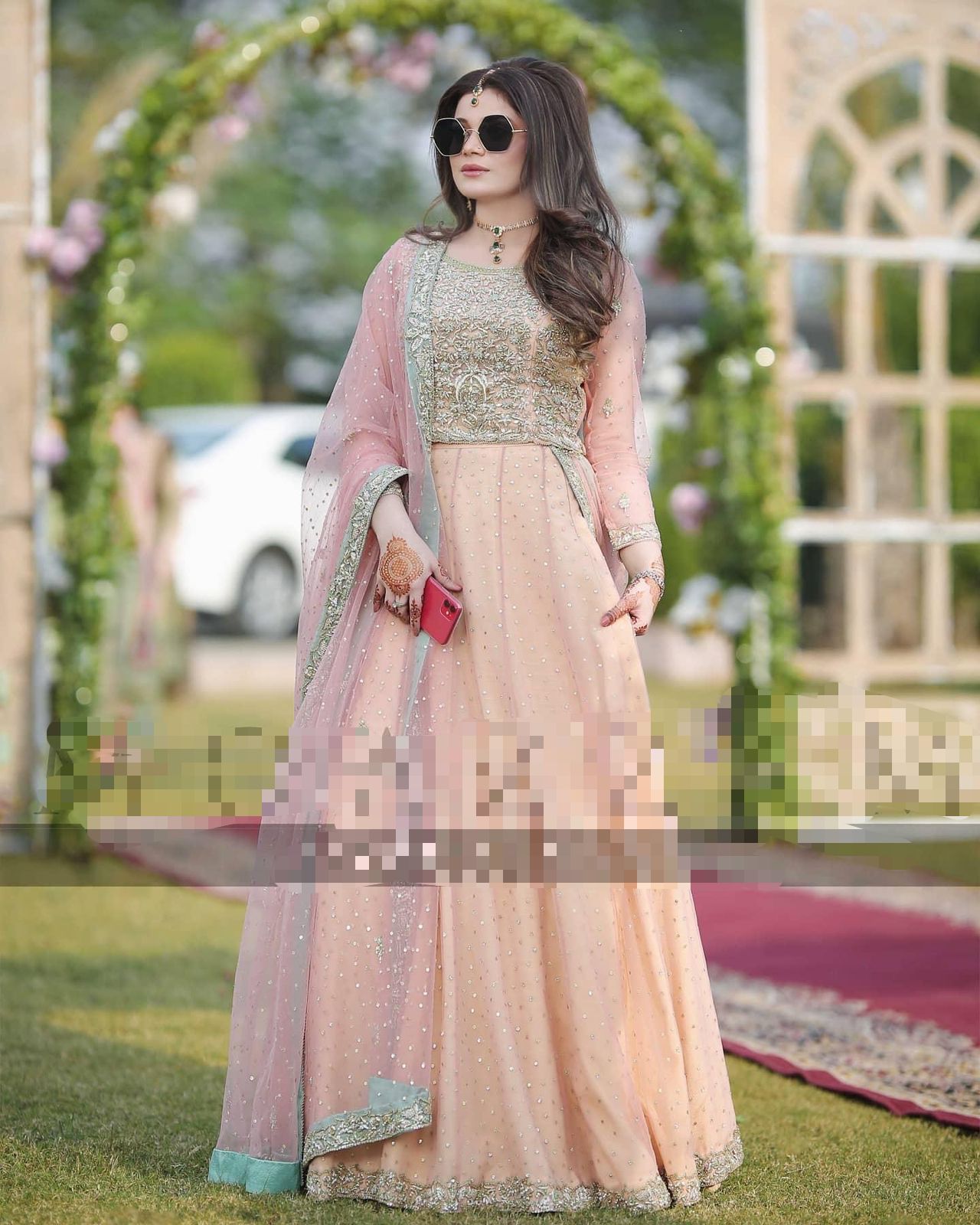 Women Wedding Collection Embroidered Net maxi With Net Embroidery Dupatta
