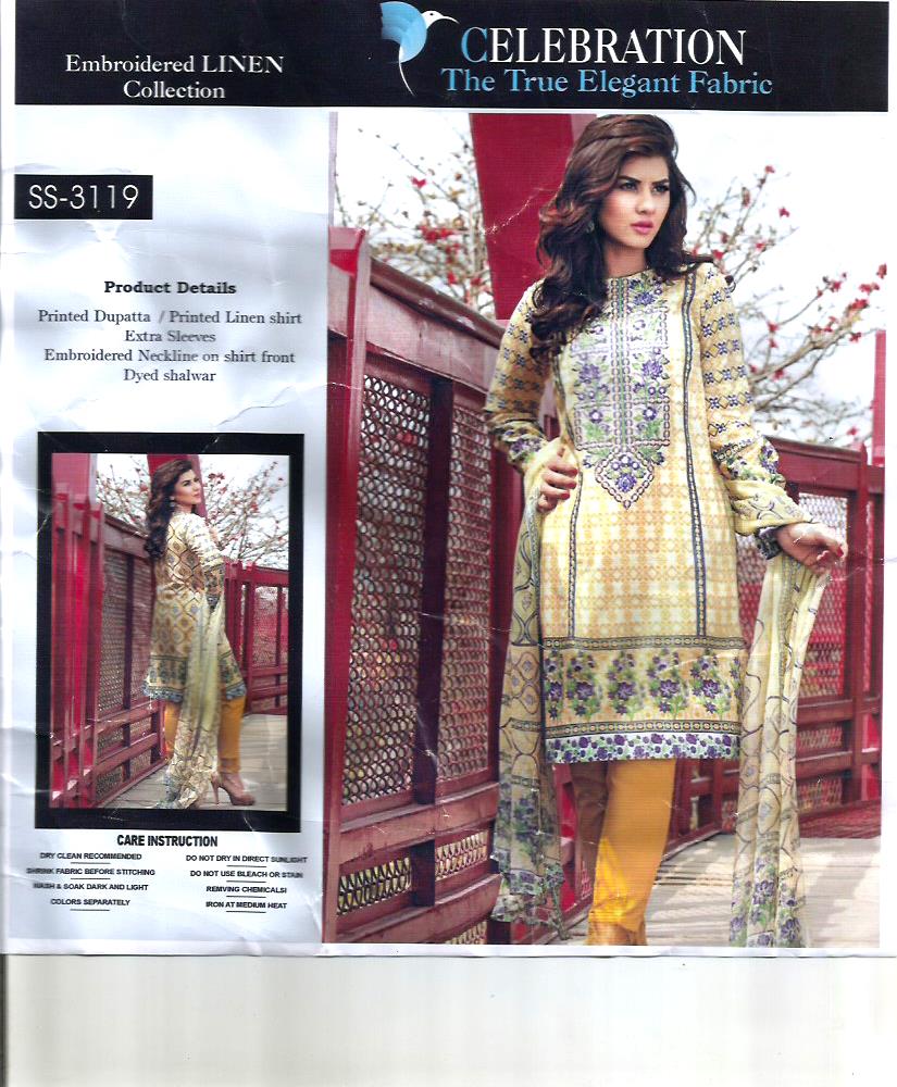 Yellow Color Linen Designer Dress With Printed Chiffon Dopatta For Women