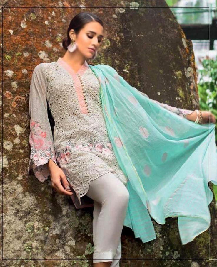 zainab chottani 3pc Lawn Collection Summer embroidered Dress with Chiffon embroidered  duppta
