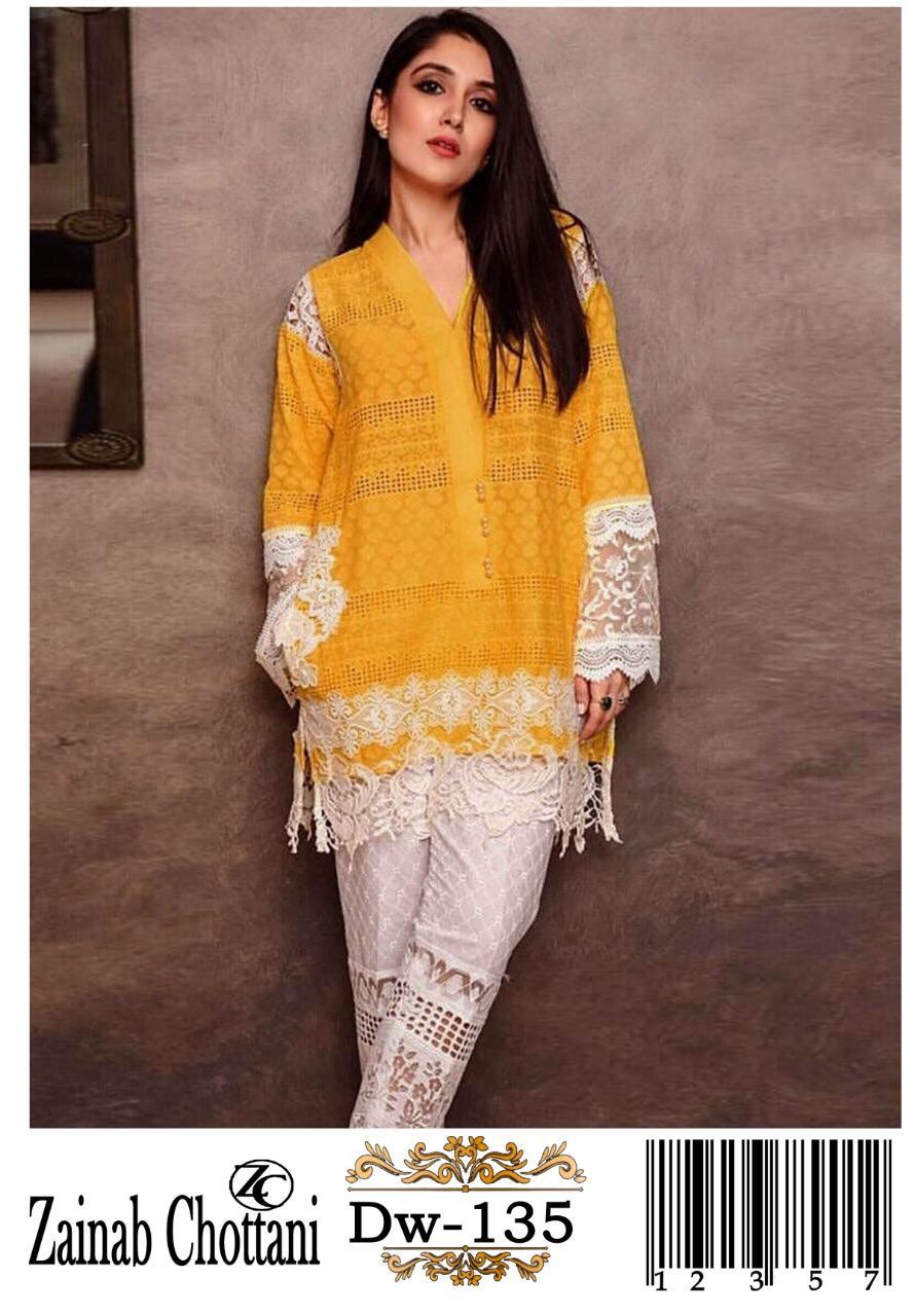 Zainab chottani3pc Hit Lawn embroidered Collection Summer Dress with embroidered Chiffon duppta